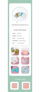 Microfiber envelope jewelry pouches available in 7x7CM and 8x8CM various colors