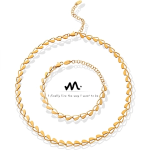 Hohle Herz Gliederkette Und Armband Titanstahl 18K Vergoldet Elegant Minimalistisch Damen Mode Accessoires