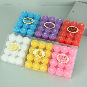 Set of colorful scented tea light candles in six various fragrances and colors