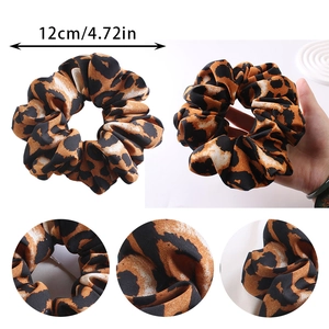 Classic 12cm leopard print oversized hair scrunchie with soft fabric texture