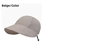 Dettaglio cappello parasole beige asciugatura rapida con tesa larga e cordino regolabile