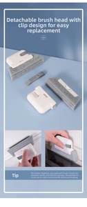 Detail view of 2-in-1 window groove cleaning brush with detachable snap-on fiber brush head