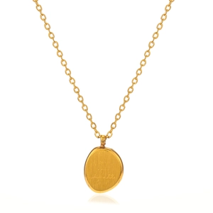 18K gold plated stainless steel chain with a textured irregular round pendant