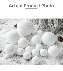 Detailed view of white foam snowballs with realistic texture for Christmas tree decor