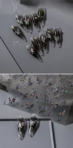 Detailed holographic butterfly nail stickers M-499 with laser effect on long nails