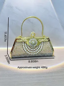 Sparkling rhinestone handbag for evening gala with detailed dimensions and measurements
