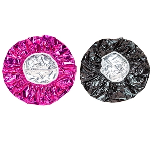 Aluminum foil thermal hair cap in rose red and black with elastic band for salon oil treatment
