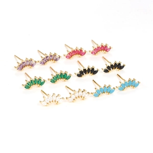 Marquise-cut cubic zirconia fan earrings in various colors with 18K gold plating