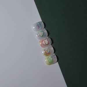 Detail of 5D embossed frog and mushroom nail art stickers with 3D texture and matte finish
