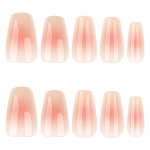 Blush gradient ballerina press-on nails with glossy pink jelly finish, 10-piece set