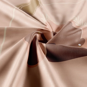 Macro shot of silk bohemian tapestry fabric with abstract patterns and soft textures