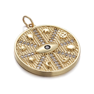 Goldener Evil Eye Anhänger mit Elefanten- und Mondmotiven für DIY Halsketten und Armbänder