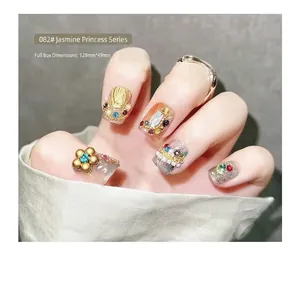 Exotic nail art set with white butterfly pearls and colorful crystals in a full box