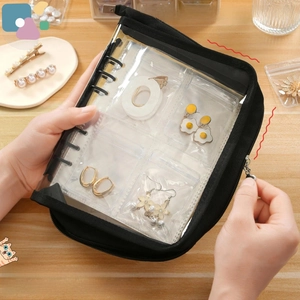 Large capacity thick PVC transparent jewelry organizer binder with internal zipper bags