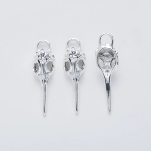 Silver bird skull alloy pendant charms for DIY jewelry making in vintage style
