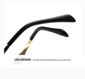 Detail of curved eyeglass legs with ergonomic design for comfortable non-slip wearing