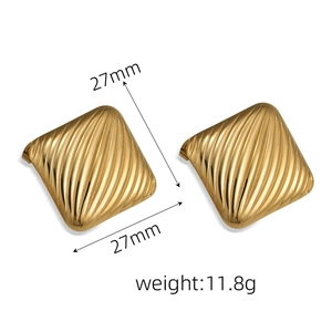Detail showing dimensions and weight of gold starfish textured square earrings