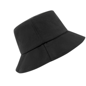 Classic black bucket hat for sun protection in a minimalist solid color casual style