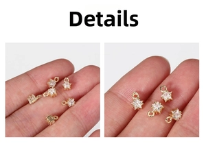 Macro de breloque étoile en plaqué or 14k avec zircon pour création de bijoux DIY