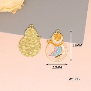 Detail view of 33x22mm jellyfish wishing bottle charm with colorful butterfly inlay