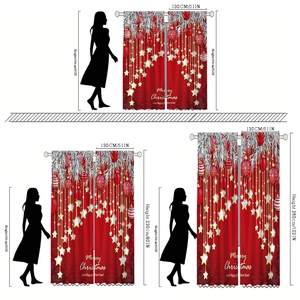 Tende natalizie rosse festive con stelle dorate e testo disponibili in tre diverse misure