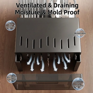 Wall-mounted stainless steel kitchen utensil holder for knives, spoons and chopsticks