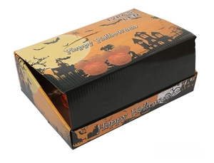 12-piece Halloween LED light set in festive orange and black themed packaging box