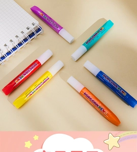 Detailed set of six colorful DIY 3D popcorn pens with 10ML capacity for art projects