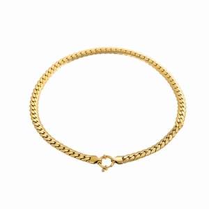 Polished 14K gold plated stainless steel flat snake chain necklace with spring ring clasp