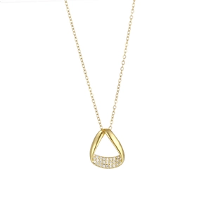 18K gold plated stainless steel Mobius necklace with a crystal geometric triangle pendant