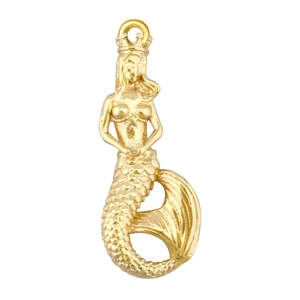 Gold-plated mermaid pendant charm with detailed scale texture for DIY jewelry making