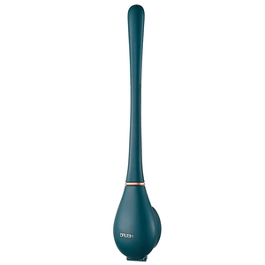 Brosse de toilette moderne vert foncé avec support mural et accents dorés élégants