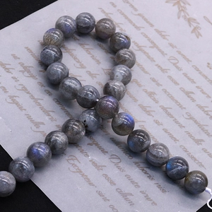 Polished round natural labradorite beads with blue flashes for DIY jewelry making