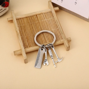 Stainless steel tool keychain with hammer, wrench and screwdriver, gift for grandpa