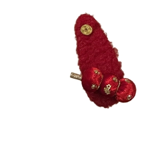 Chinese style red velvet hair clip featuring golden star sequins and a round metal buckle