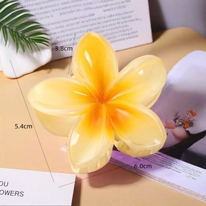 Macro detail showing dimensions of yellow flower hair claw clip with 6.0cm length