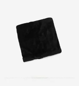 Close-up of the thick black artificial fleece lining for windproof winter knit set