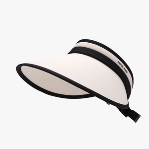 Beige and black UV protection ice silk empty top sun hat with adjustable strap