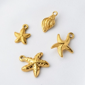 Ocean Theme Starfish Conch Charms Stainless Steel Gold Plated Pendants For DIY Jewelry Making Bracelet Necklace