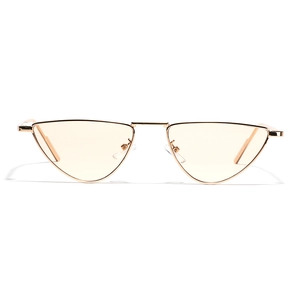 Retro Y2K cat-eye sunglasses with slim gold metal frame and translucent orange lenses