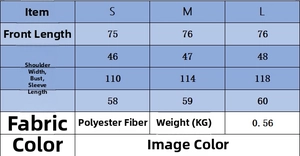 Tabella taglie per cardigan in maglia da donna con misure di lunghezza, busto e maniche