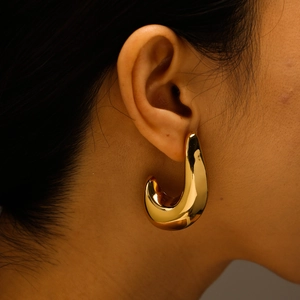 Irregular 18K gold plated stainless steel teardrop earrings for women stylish jewelry