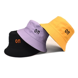 Cotton Bucket Hat Reversible Design Letter Embroidery Sun Protection Outdoor Fisherman Cap Women Men Versatile Stylish