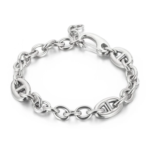 Men Stainless Steel Anchor Chain Bracelet Pig Nose Link Cuban Style Minimalist Punk Jewelry