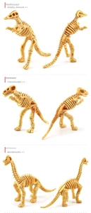 Detailed fossil models showing Duckbill, Tyrannosaurus, and Brachiosaurus skeletons