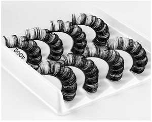 Close-up of D-curl Russian volume eyelashes model 4002, 5 pairs of thick synthetic lashes