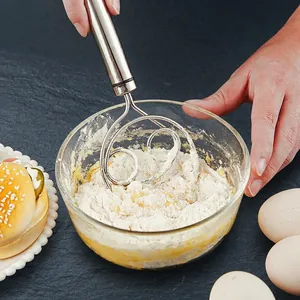 Danish Dough Whisk Stainless Steel Bread Mixer Handheld Flour Stirrer Dual Ring Baking Tool For Kitchen Use