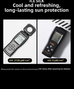 UPF testing of black ice silk cooling sleeves showing 100 percent UV protection blocking