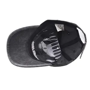 Classic black washed cotton baseball cap with adjustable strap and premium embroidery