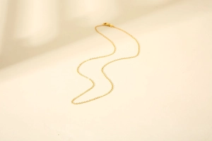 Detailed view of flexible gold-plated chain necklace showing craftsmanship and shiny finish